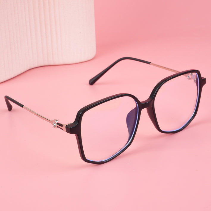Voyage Glam Matt Black Square Eyeglasses for Men & Women - MG4829-C2