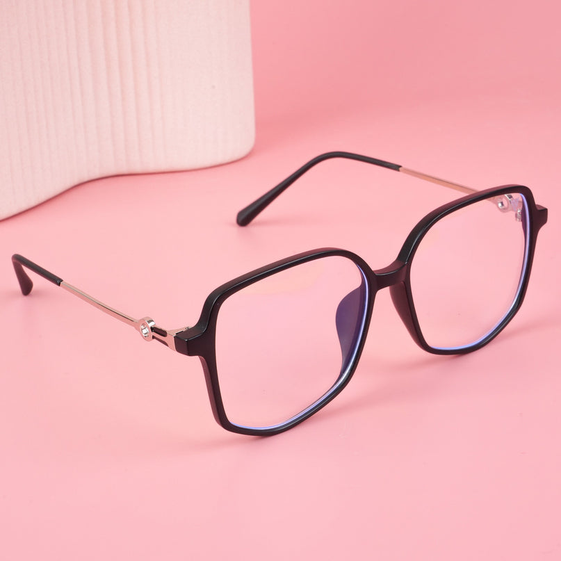 Voyage Glam Matt Black Square Eyeglasses for Men & Women - MG4829-C2