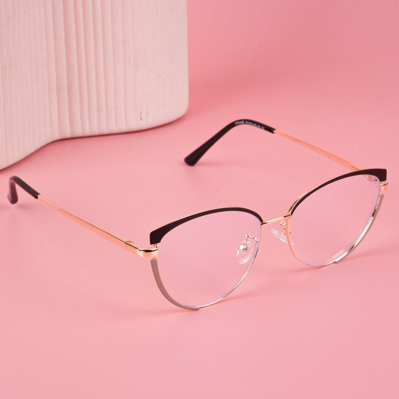 Voyage Glam Black & Golden Cateye Eyeglasses for Women - MG4428-C1