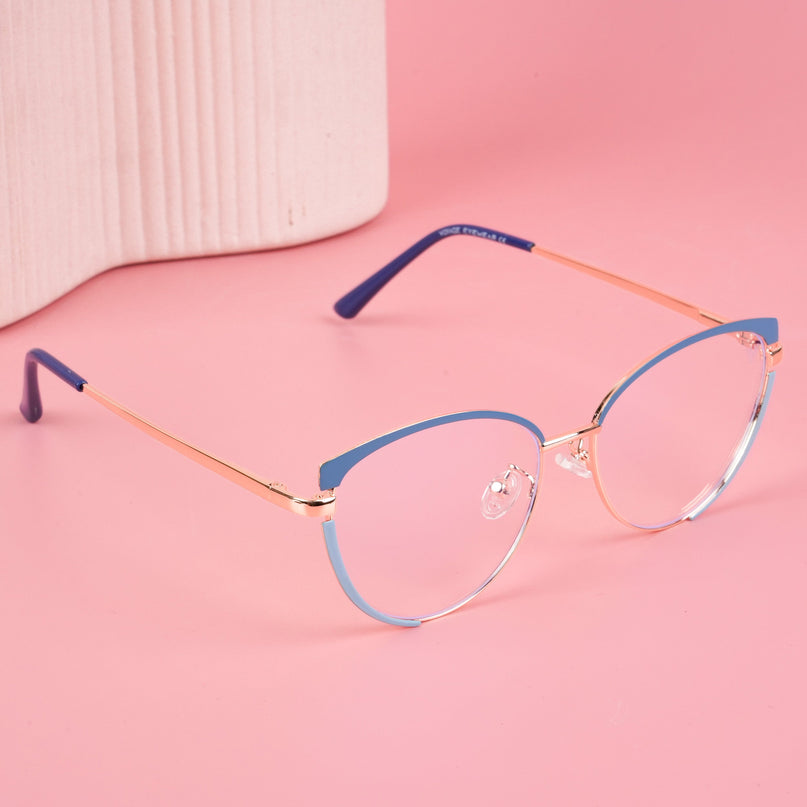 Voyage Glam Purple, Blue & Golden Cateye Eyeglasses for Women - MG4431-C4