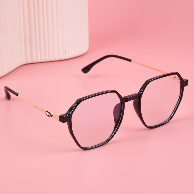 Voyage Glam Shine Black Geometric Eyeglasses for Men & Women - MG4689-C1