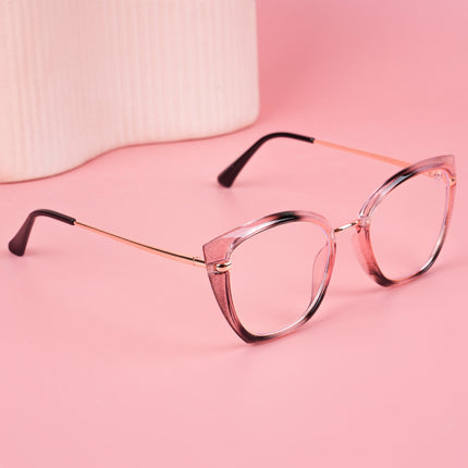 Voyage Glam Pink Black & Golden Cateye Eyeglasses for Women - MG5226-C4
