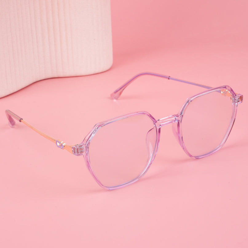 Voyage Glam Transparent Purple Geometric Eyeglasses for Men & Women - MG4694-C3