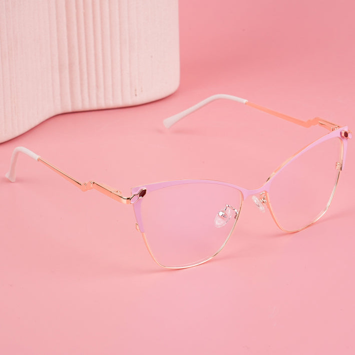 Voyage Glam Pink & Golden Cateye Eyeglasses for Women - MG4404-C4