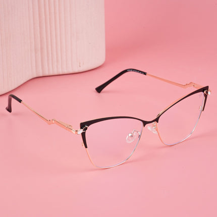 Voyage Glam Black & Golden Cateye Eyeglasses for Women - MG4400-C1