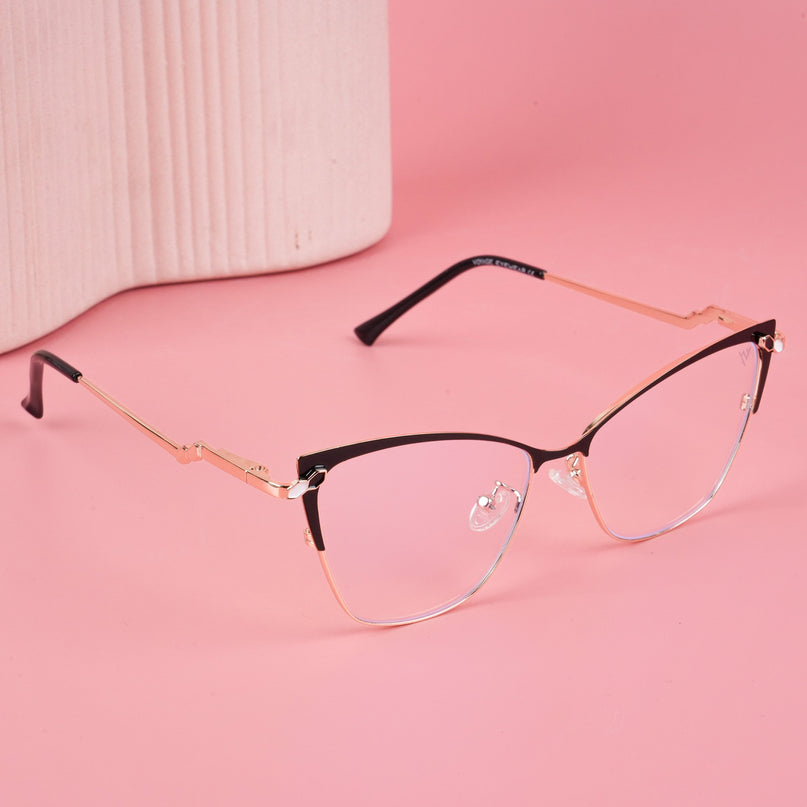 Voyage Glam Black & Golden Cateye Eyeglasses for Women - MG4400-C1