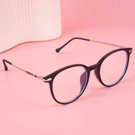 Voyage Glam Matt Black Round Eyeglasses for Men & Women - MG4871-C1