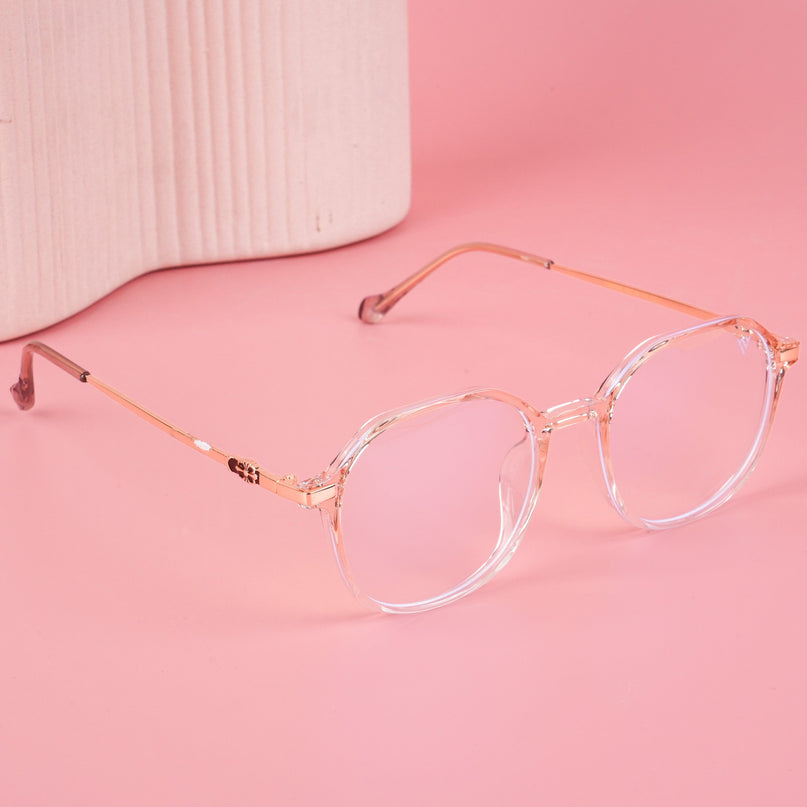 Voyage Glam Transparent Golden Square Eyeglasses for Men & Women - MG4675-C8