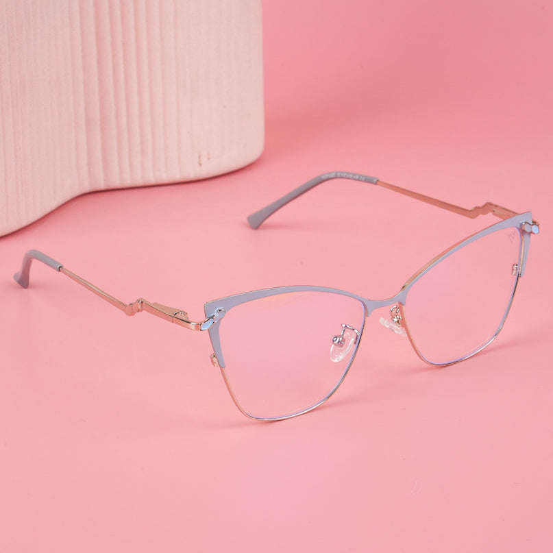 Voyage Glam Sky Blue & Golden Cateye Eyeglasses for Women - MG4401-C5