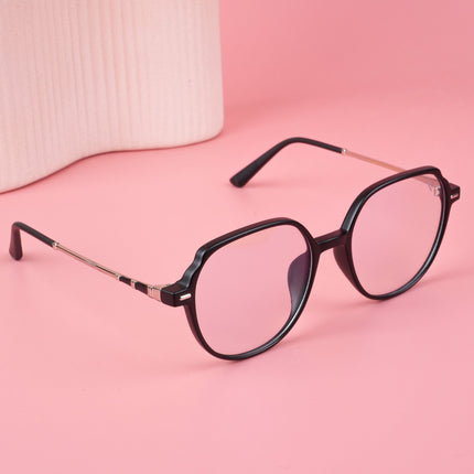 Voyage Glam Matt Black Square Eyeglasses for Men & Women - MG4679-C6