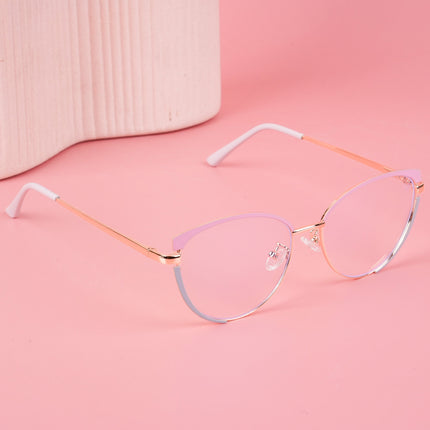 Voyage Glam Pink, Blue & Golden Cateye Eyeglasses for Women - MG4430-C3
