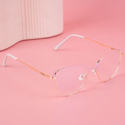 Voyage Glam Pink & Golden Cateye Eyeglasses for Women - MG4412-C1
