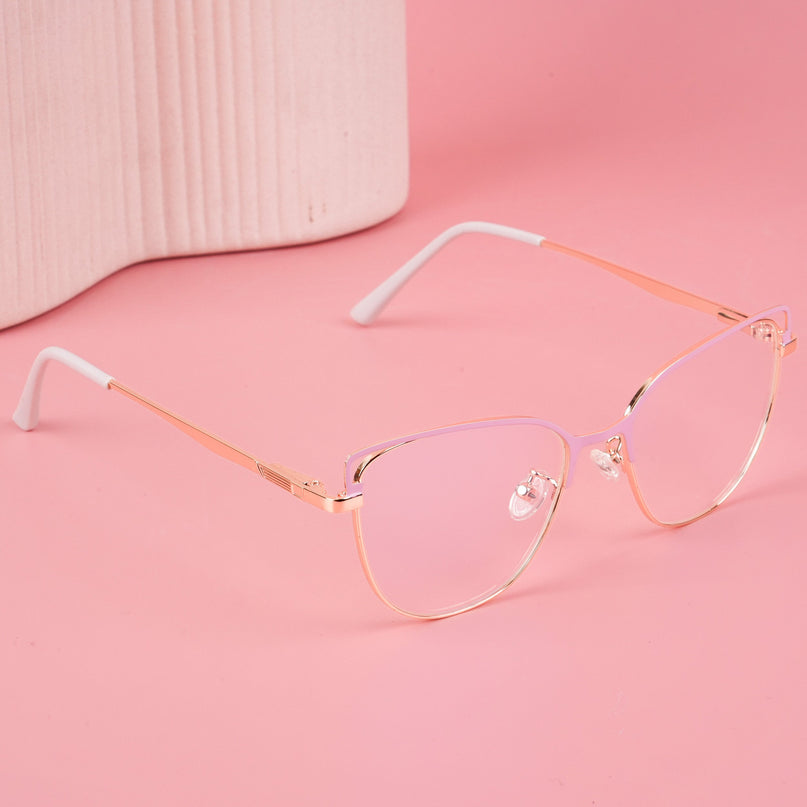 Voyage Glam Pink & Golden Cateye Eyeglasses for Women - MG4412-C1