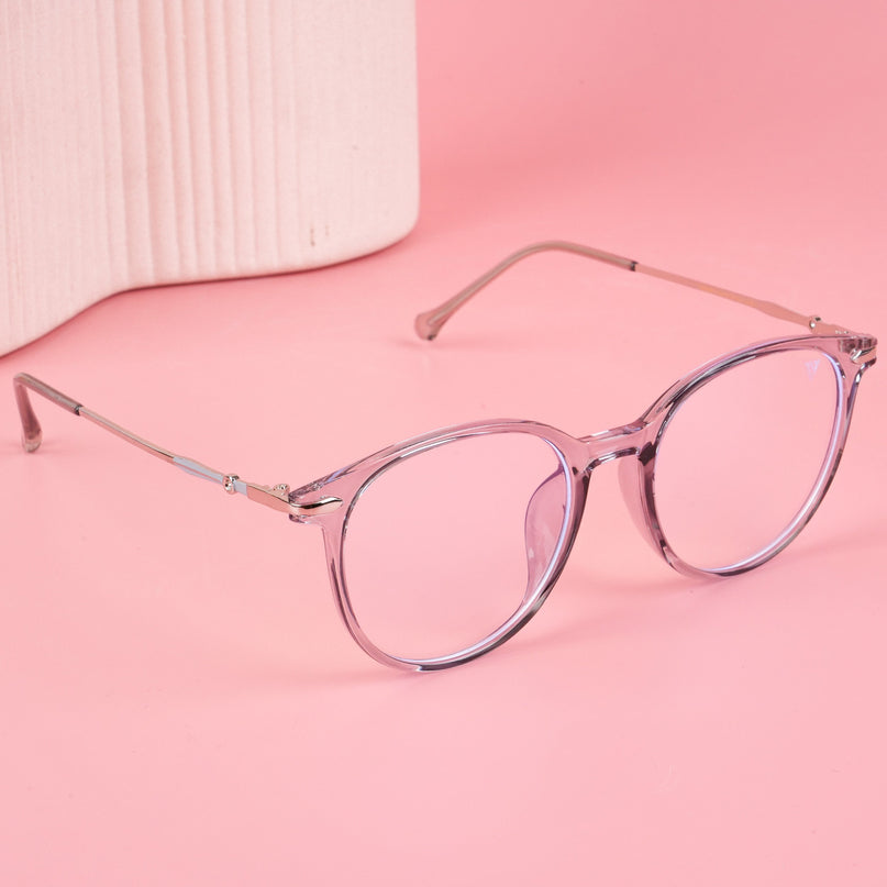 Voyage Glam Transparent Grey Round Eyeglasses for Men & Women - MG4872-C2