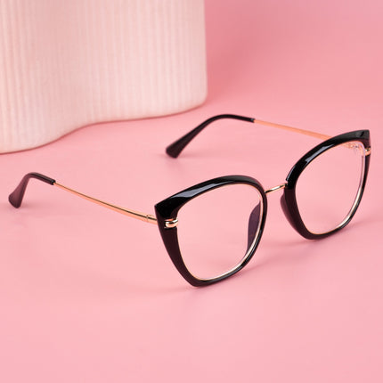 Voyage Glam Black & Golden Cateye Eyeglasses for Women - MG5223-C1