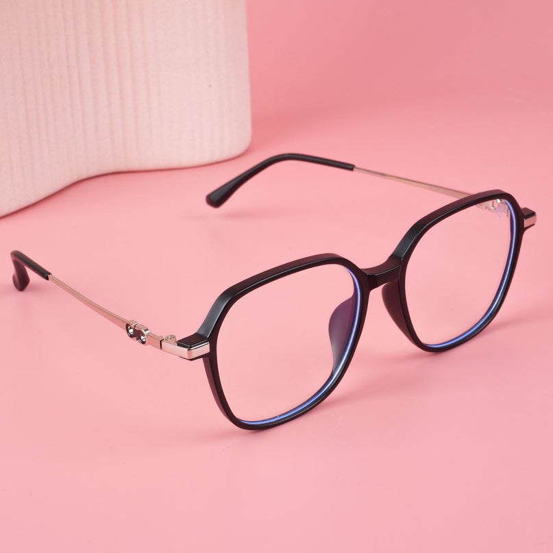 Voyage Glam Matt Black Square Eyeglasses for Men & Women - MG4835-C2