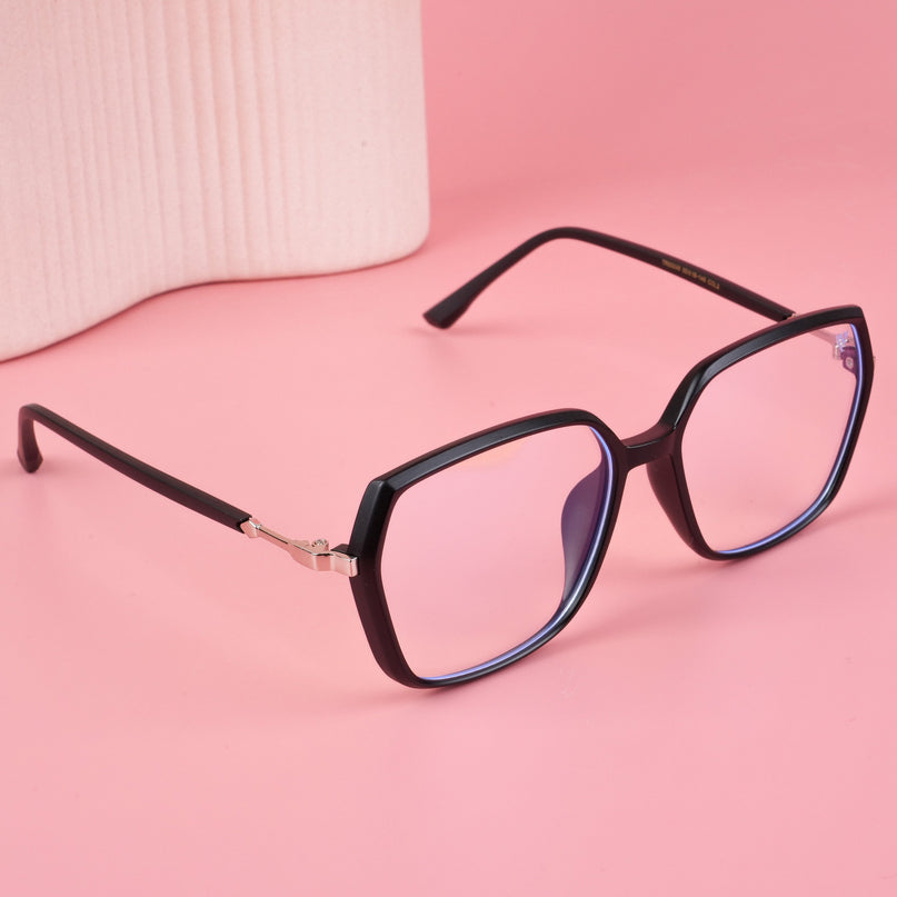 Voyage Glam Matt Black Square Eyeglasses for Men & Women - MG4684-C4