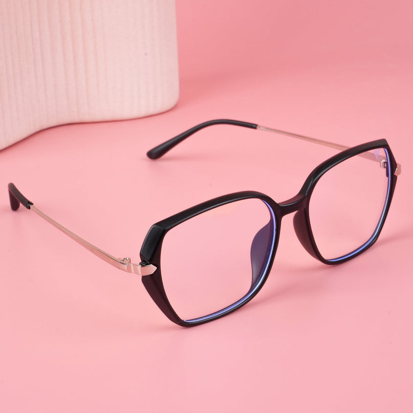 Voyage Glam Matt Black Square Eyeglasses for Men & Women - MG4862-C2