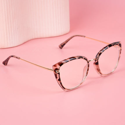 Voyage Glam Demi Brown & Golden Cateye Eyeglasses for Women - MG5227-C5