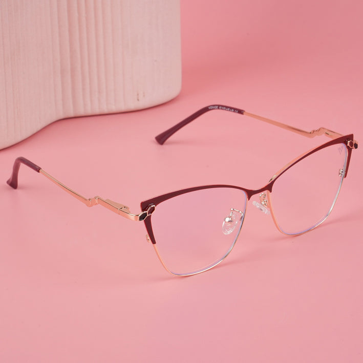 Voyage Glam Red & Golden Cateye Eyeglasses for Women - MG4402-C2