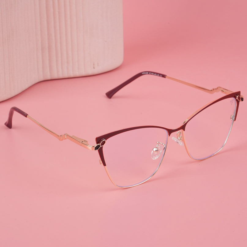 Voyage Glam Red & Golden Cateye Eyeglasses for Women - MG4402-C2