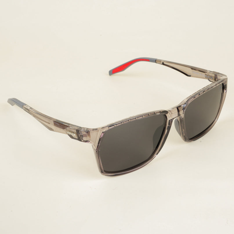 Wayfarer Polarized Sunglasses (Black Lens | Transparent Grey Frame - PMG5285)