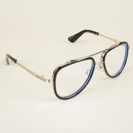 Voyage Black & Silver Wayfarer Eyeglasses for Men & Women - MG5276-C3