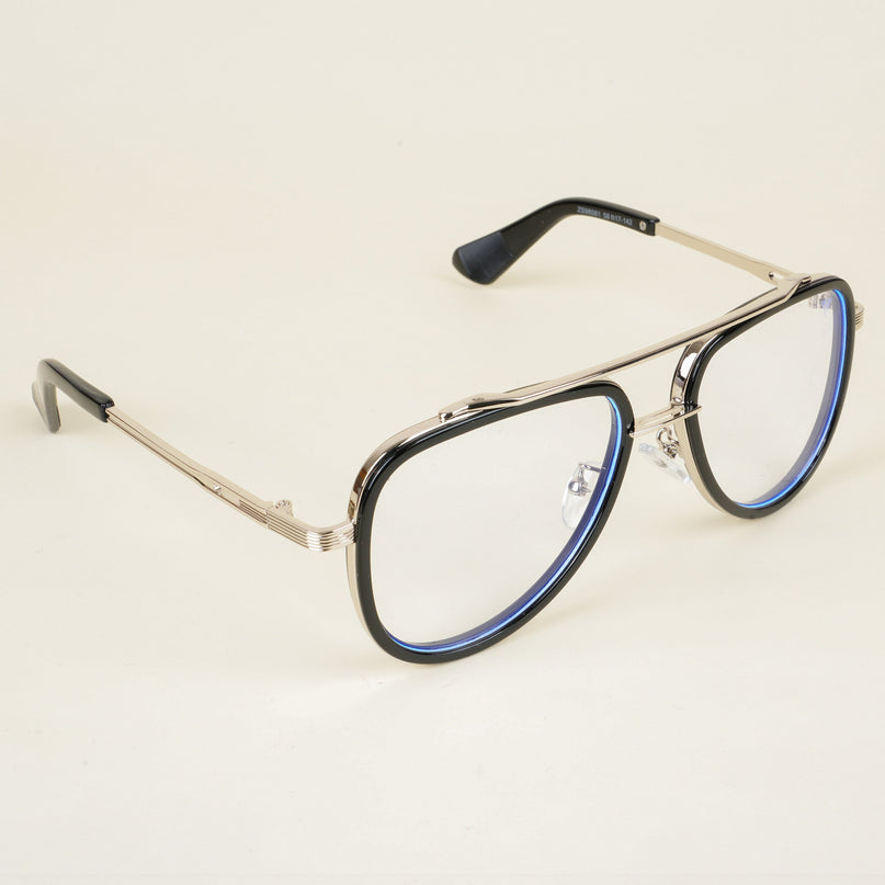 Voyage Black & Silver Wayfarer Eyeglasses for Men & Women - MG5276-C3