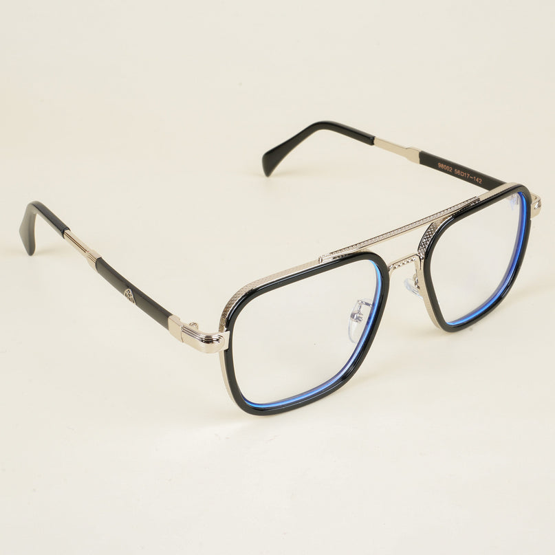 Voyage Black & Silver Wayfarer Eyeglasses for Men & Women - MG5273-C3