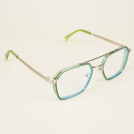 Voyage Green & Silver Wayfarer Eyeglasses for Men & Women - MG5270-C4