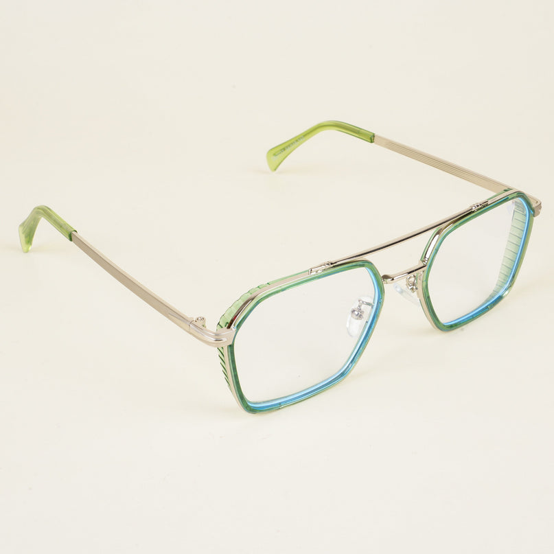 Voyage Green & Silver Wayfarer Eyeglasses for Men & Women - MG5270-C4