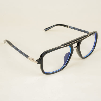 Voyage Shine Black & Silver Wayfarer Eyeglasses for Men & Women - MG5279-C3