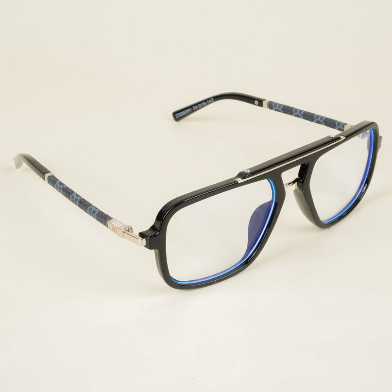 Voyage Shine Black & Silver Wayfarer Eyeglasses for Men & Women - MG5279-C3