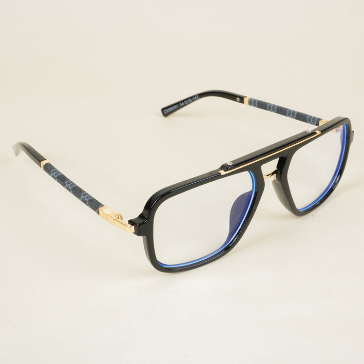 Voyage Shine Black & Golden Wayfarer Eyeglasses for Men & Women - MG5278-C2