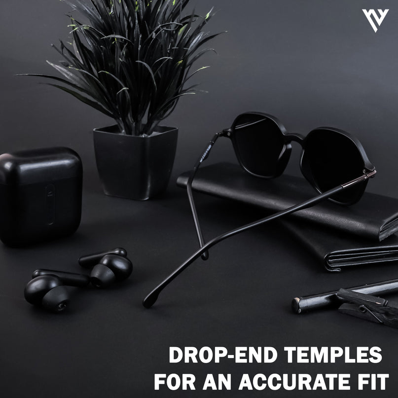 Matt Black Round Polarized Sunglasses - PMG4495