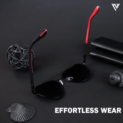 Black Aviator Polarized Sunglasses - PMG4286