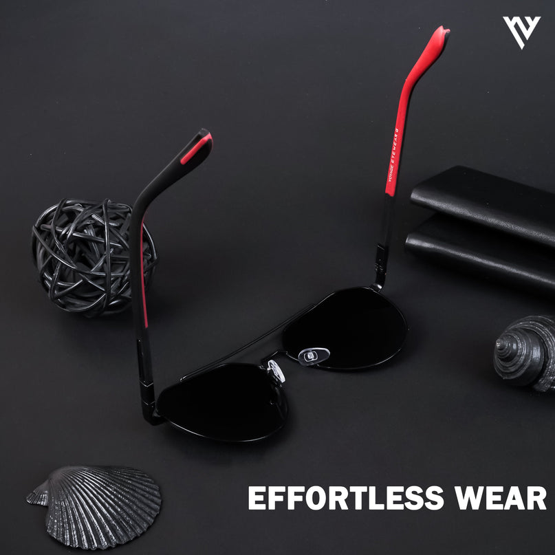 Black Aviator Polarized Sunglasses - PMG4286