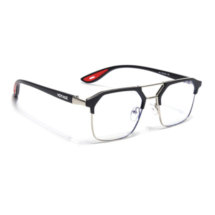 Commander | Black & Silver Wayfarer Eyeglasses for Men & Women (MG6685-C2)