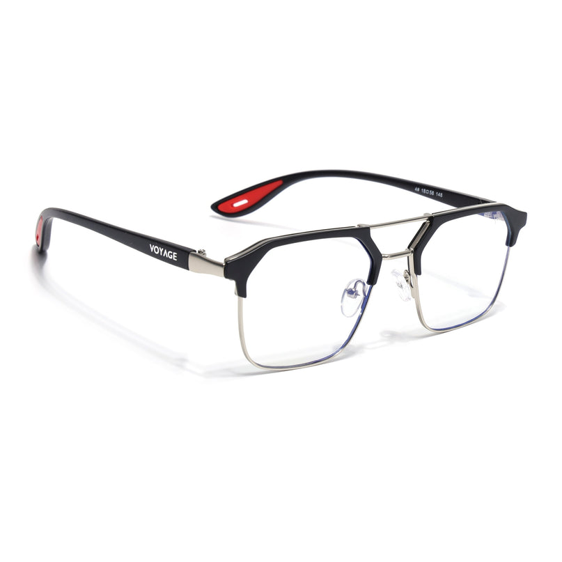 Commander | Black & Silver Wayfarer Eyeglasses for Men & Women (MG6685-C2)