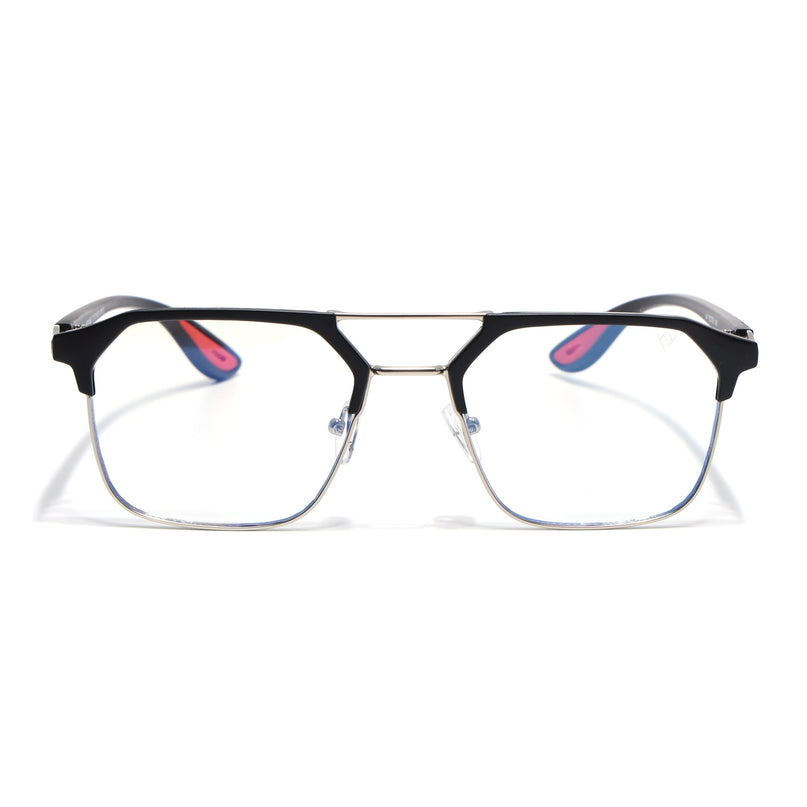 Commander | Black & Silver Wayfarer Eyeglasses for Men & Women (MG6685-C2)