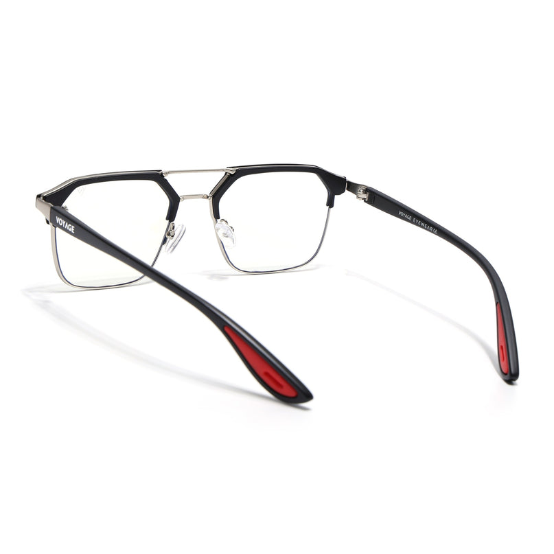Commander | Black & Silver Wayfarer Eyeglasses for Men & Women (MG6685-C2)