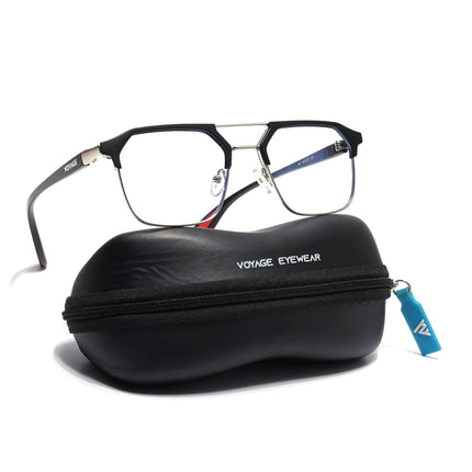 Commander | Black & Silver Wayfarer Eyeglasses for Men & Women (MG6685-C2)