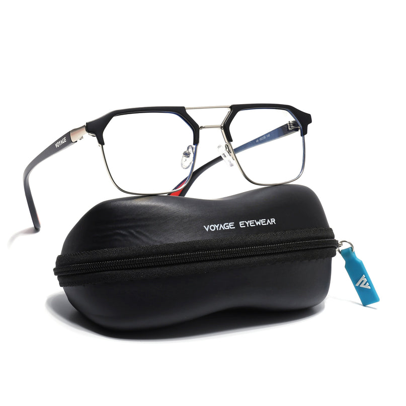 Commander | Black & Silver Wayfarer Eyeglasses for Men & Women (MG6685-C2)