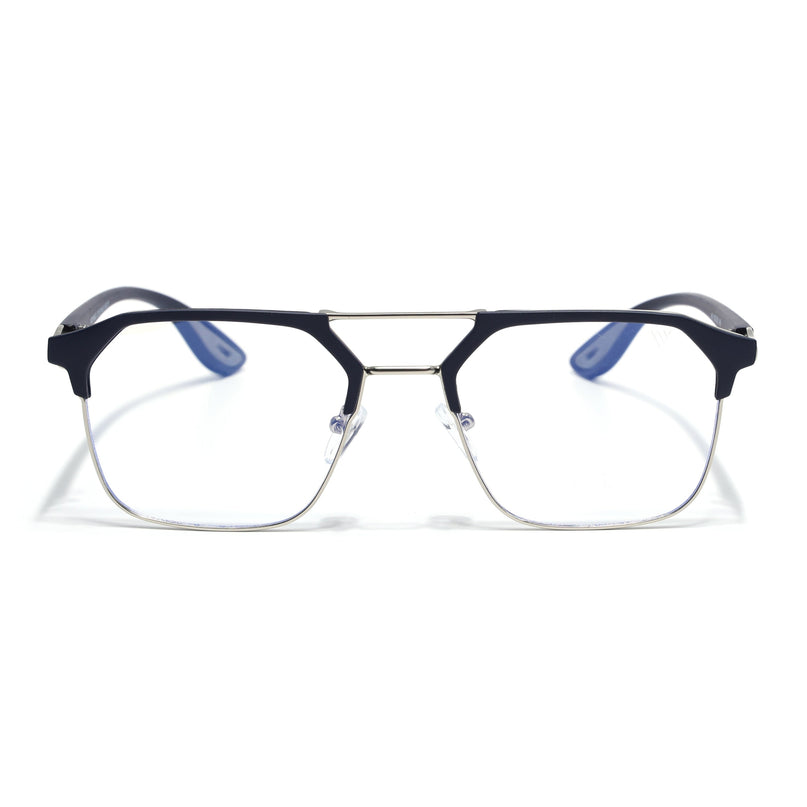 Commander | Blue & Silver Wayfarer Eyeglasses for Men & Women (MG6686-C3)