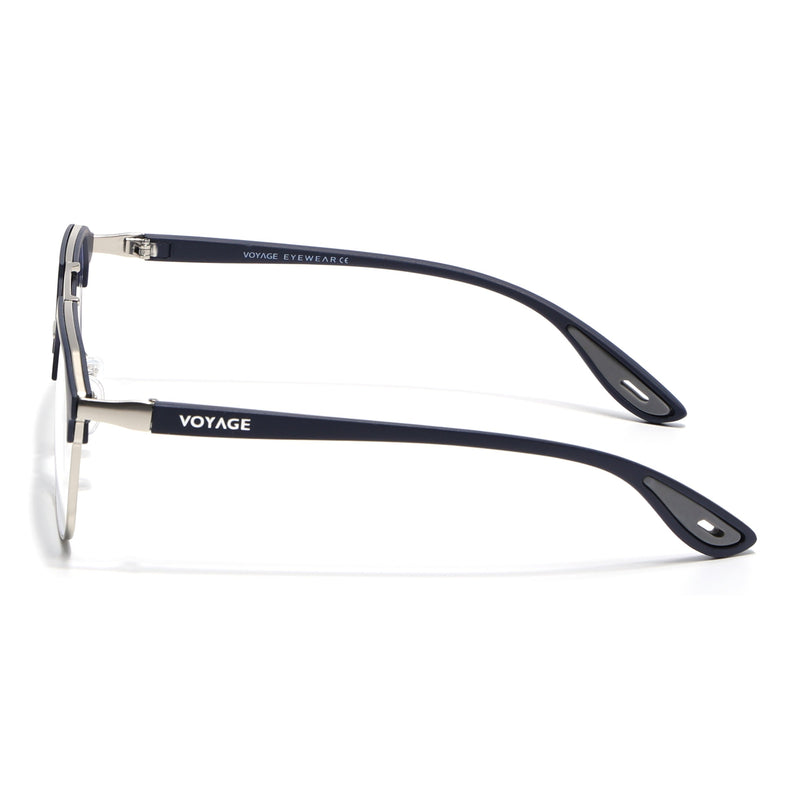 Commander | Blue & Silver Wayfarer Eyeglasses for Men & Women (MG6686-C3)