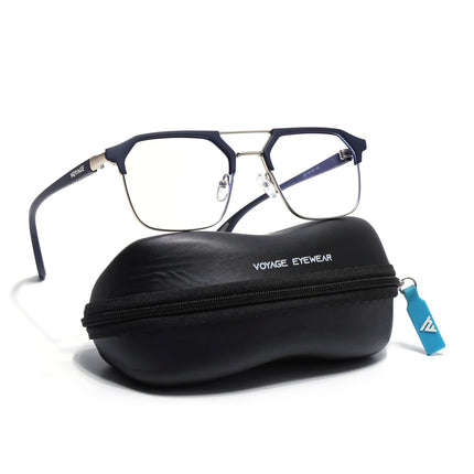 Commander | Blue & Silver Wayfarer Eyeglasses for Men & Women (MG6686-C3)