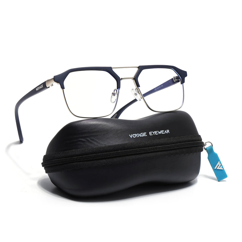 Commander | Blue & Silver Wayfarer Eyeglasses for Men & Women (MG6686-C3)