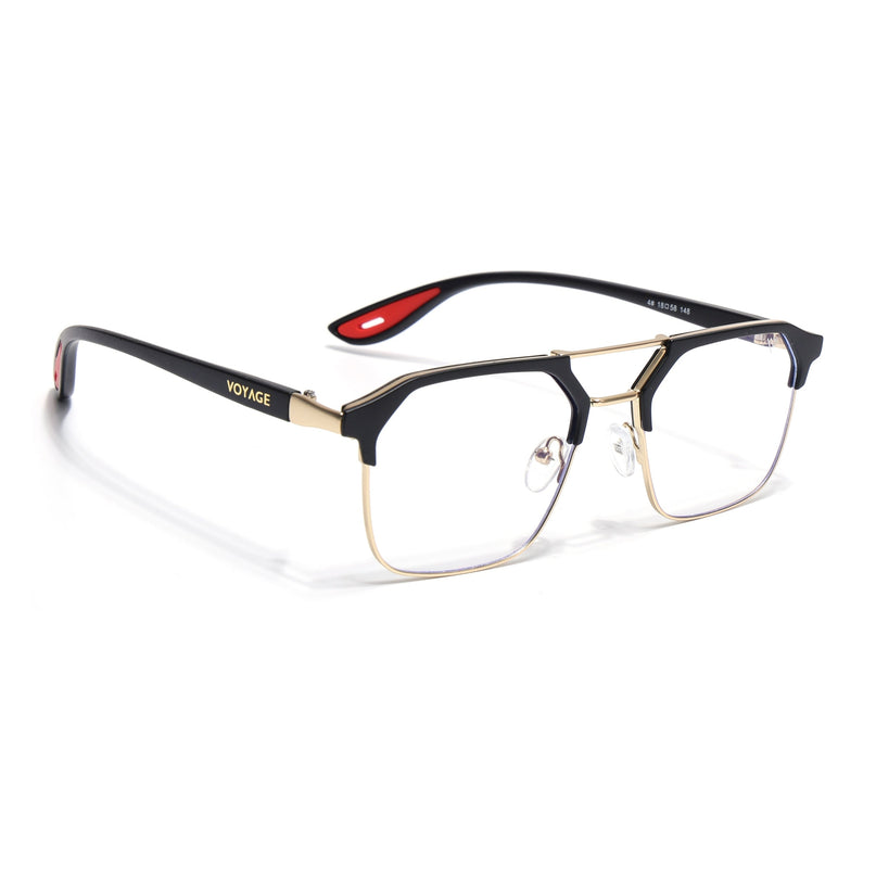 Commander | Black & Golden Wayfarer Eyeglasses for Men & Women (MG6688-C5)
