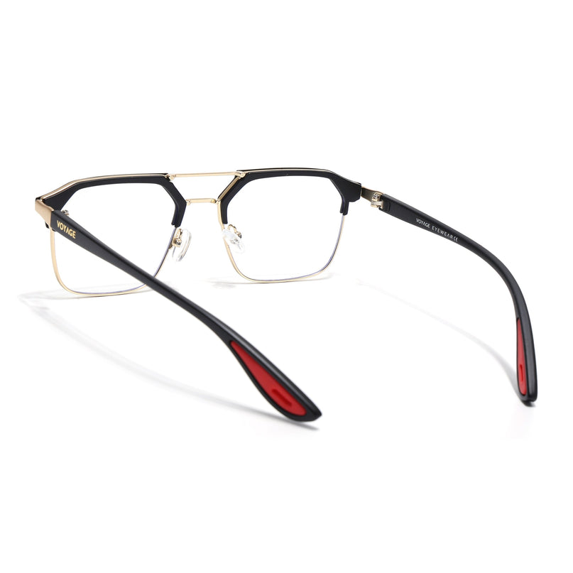 Commander | Black & Golden Wayfarer Eyeglasses for Men & Women (MG6688-C5)