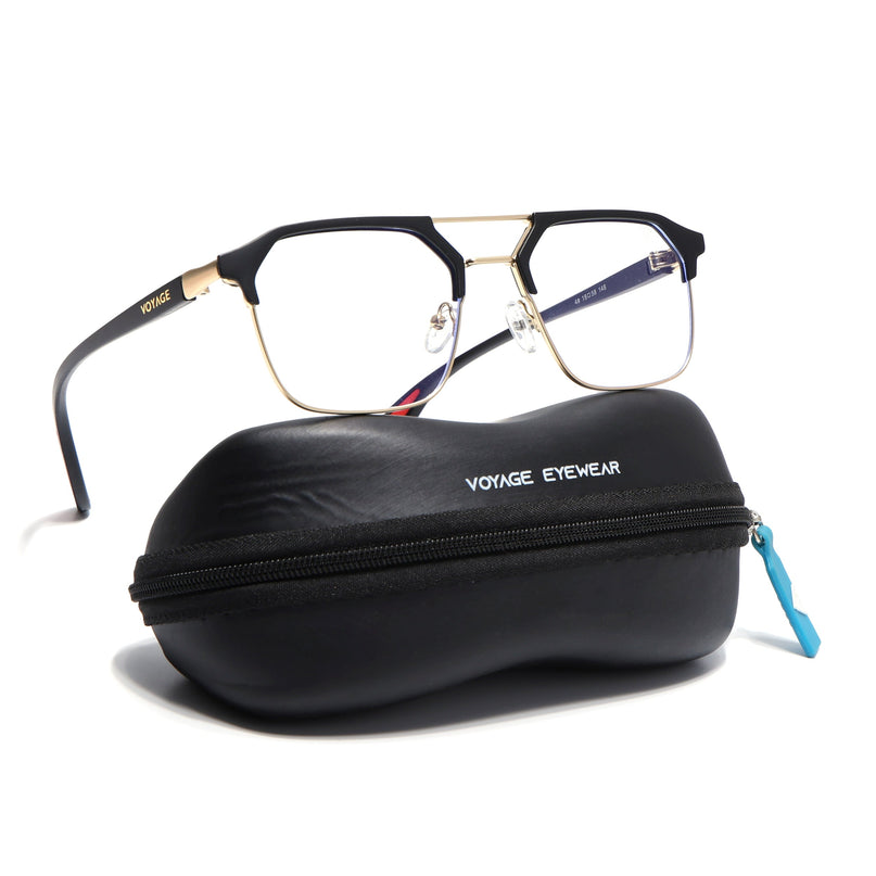 Commander | Black & Golden Wayfarer Eyeglasses for Men & Women (MG6688-C5)